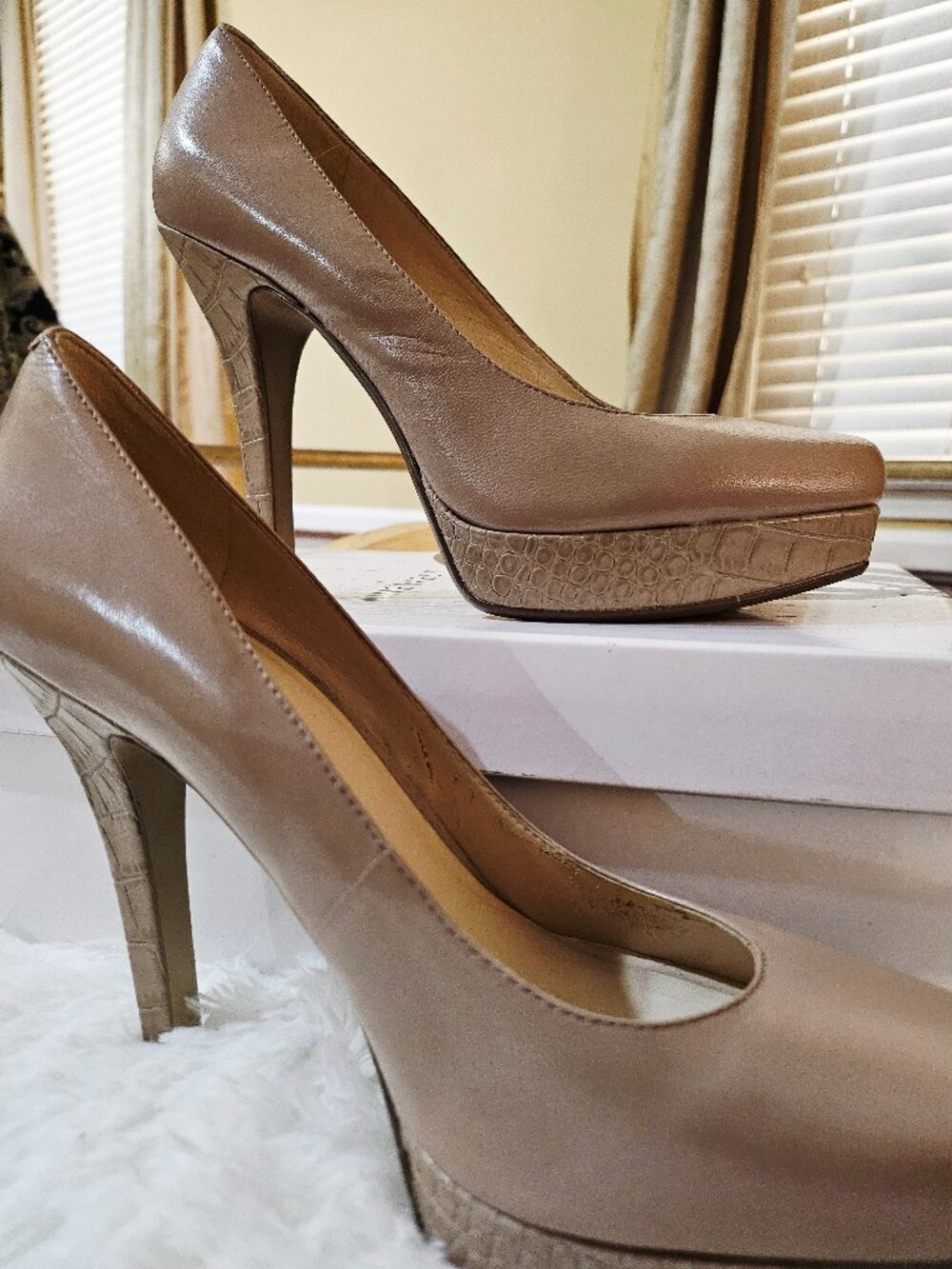 Nine West Platform Heels, Tan, 8.5